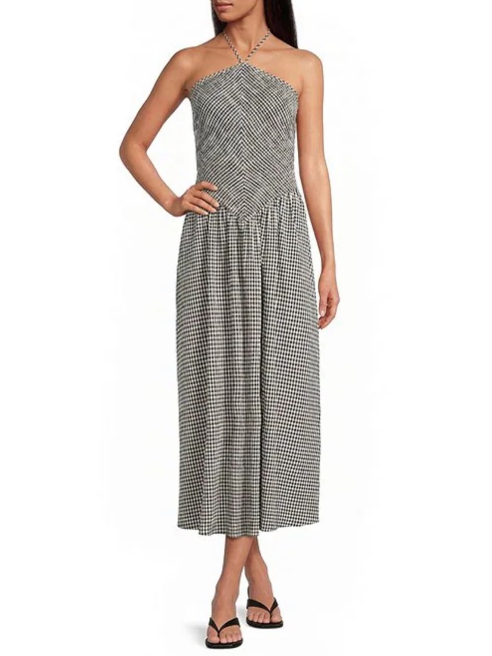 Gianni Bini Halter Gingham Midi Dress